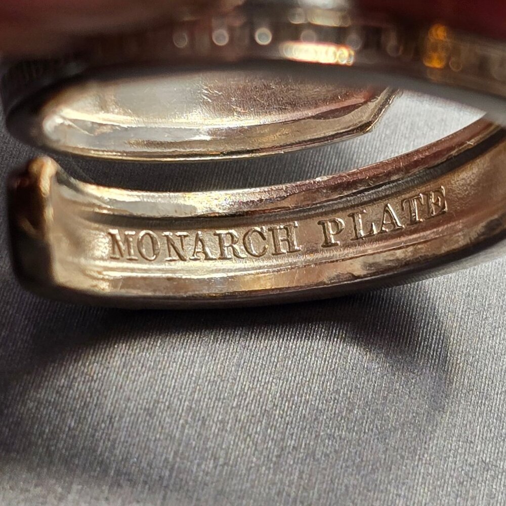 VTG Monarch Plate Silver Spoon Ring Size 10 Ornate Floral Pattern 15.61g - Picture 5 of 10